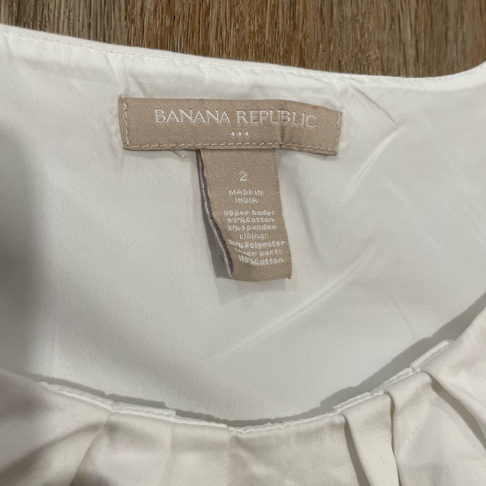 Banana Republic White and Tan Sleeveless Dress- Size 2 - Picture 5 of 12